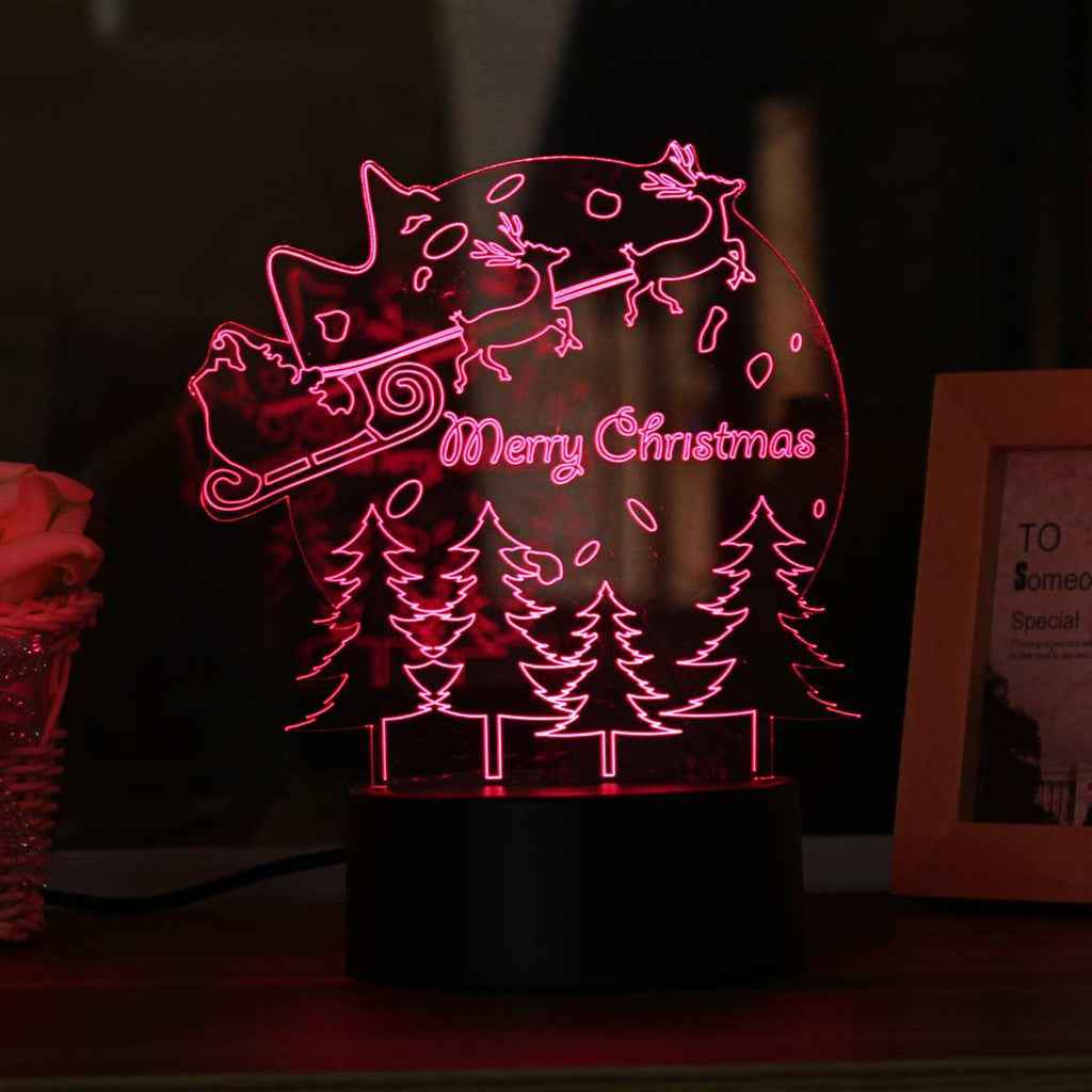 Lampe de Table 3D de Noël – Lumière d’Ambiance Tactile & Colorée