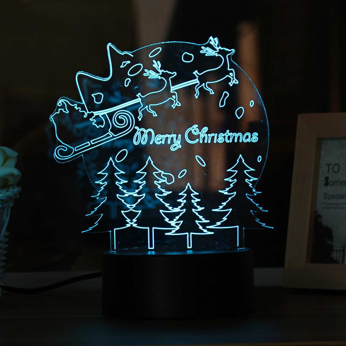Lampe de Table 3D de Noël – Lumière d’Ambiance Tactile & Colorée