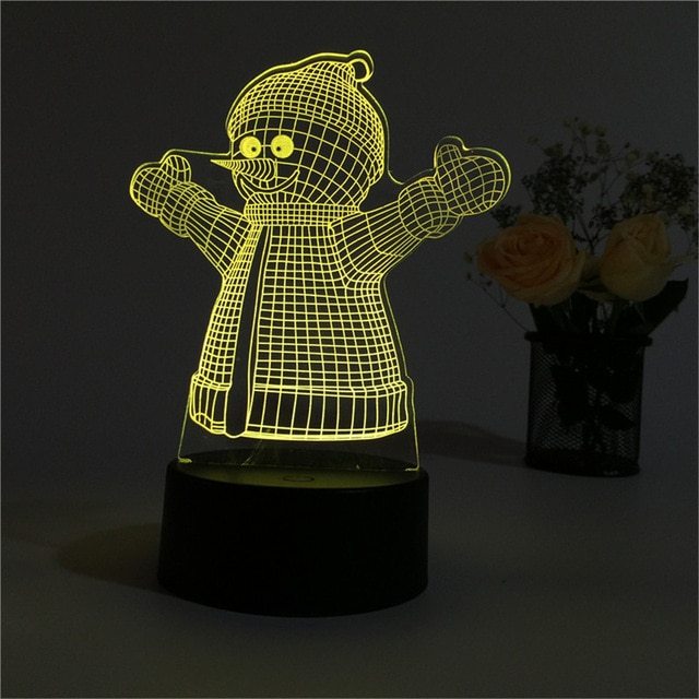 Lampe de Table 3D de Noël – Lumière d’Ambiance Tactile & Colorée