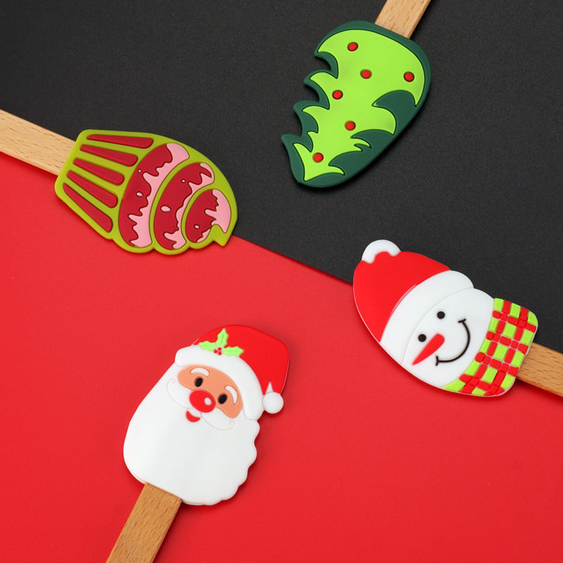 Spatule Crème de Noël en Silicone – Sapin, Père Noël & Bonhomme de Neige 🎁
