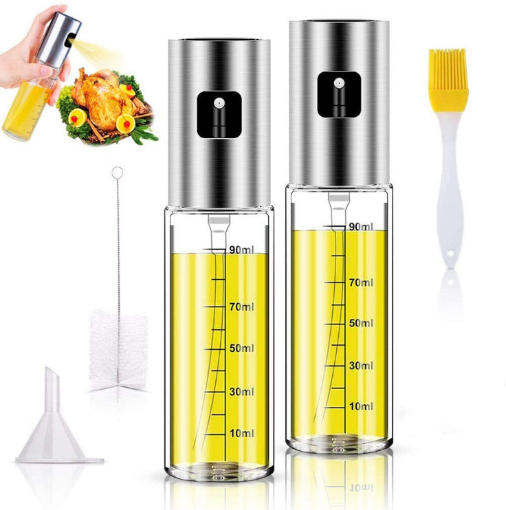 [kit] 2x Bouteille Spray Huile de Cuisine en Acier Inoxydable + Tiges de nettoyage