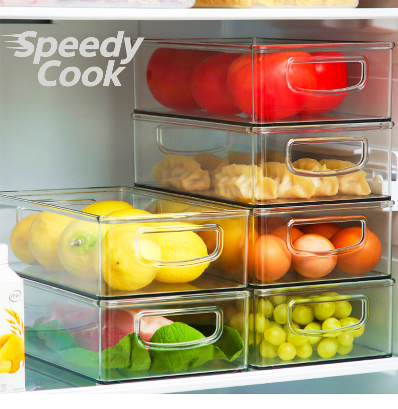 Boîte de rangement transparente pour réfrigérateur et cuisine